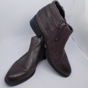 Franco Sarto Brown 4 side Buckles Leather Ankle Boots 7.5